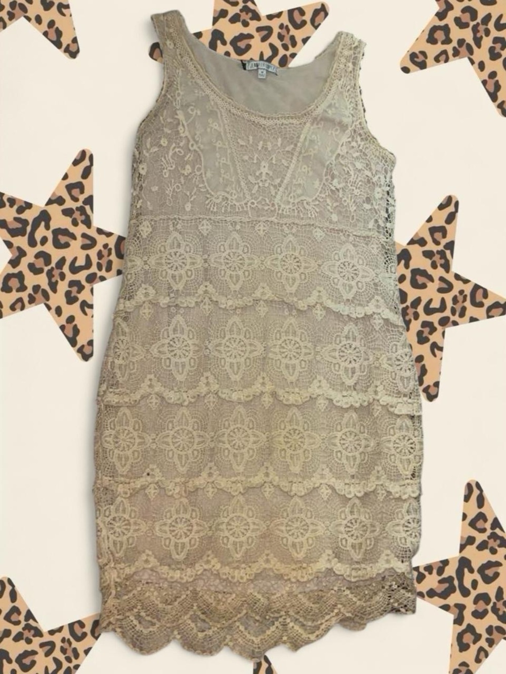 Jennifer Lopez Lace Tiered Sleeveless Mini Dress - Cream